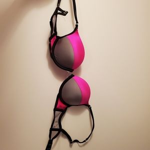 Victoria's Secret 32A Push up Bra Pink Grey